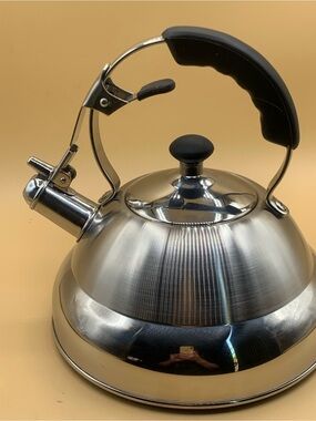 Stainless Steel Whistling Tea Kettle with Black Handle
